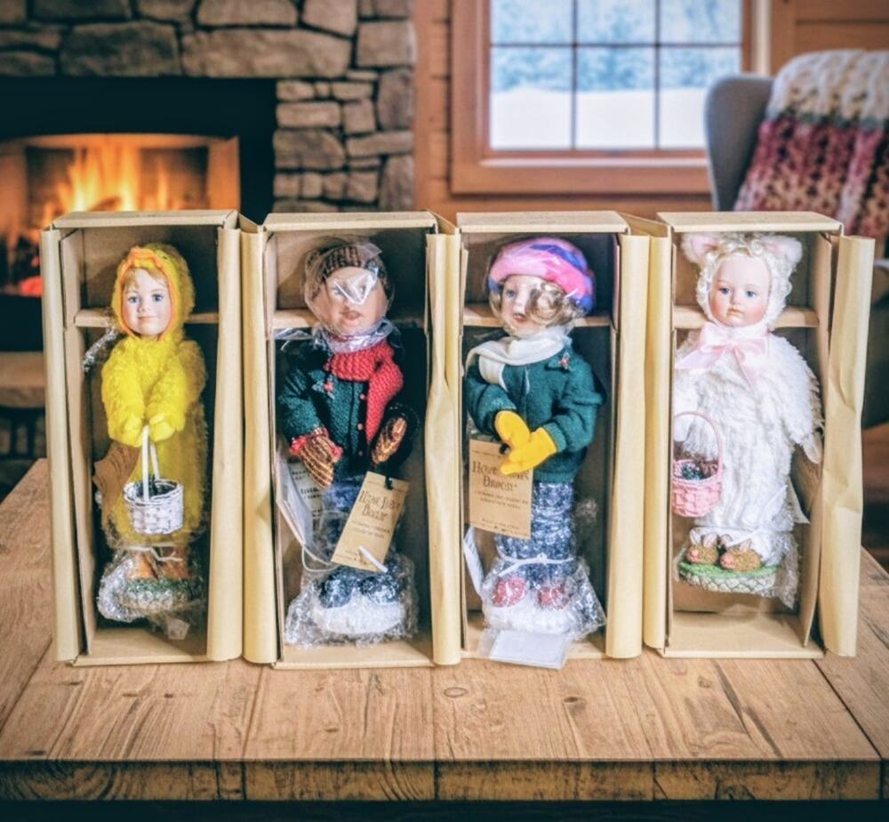 Boyds Home Town Bunch LOT 4 Porcelain Figures Bridgette Noel Kirsten Bonny NIB